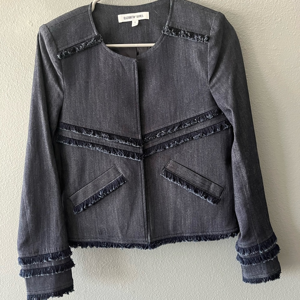 Elizabeth and James Denim Jacket with Fringe